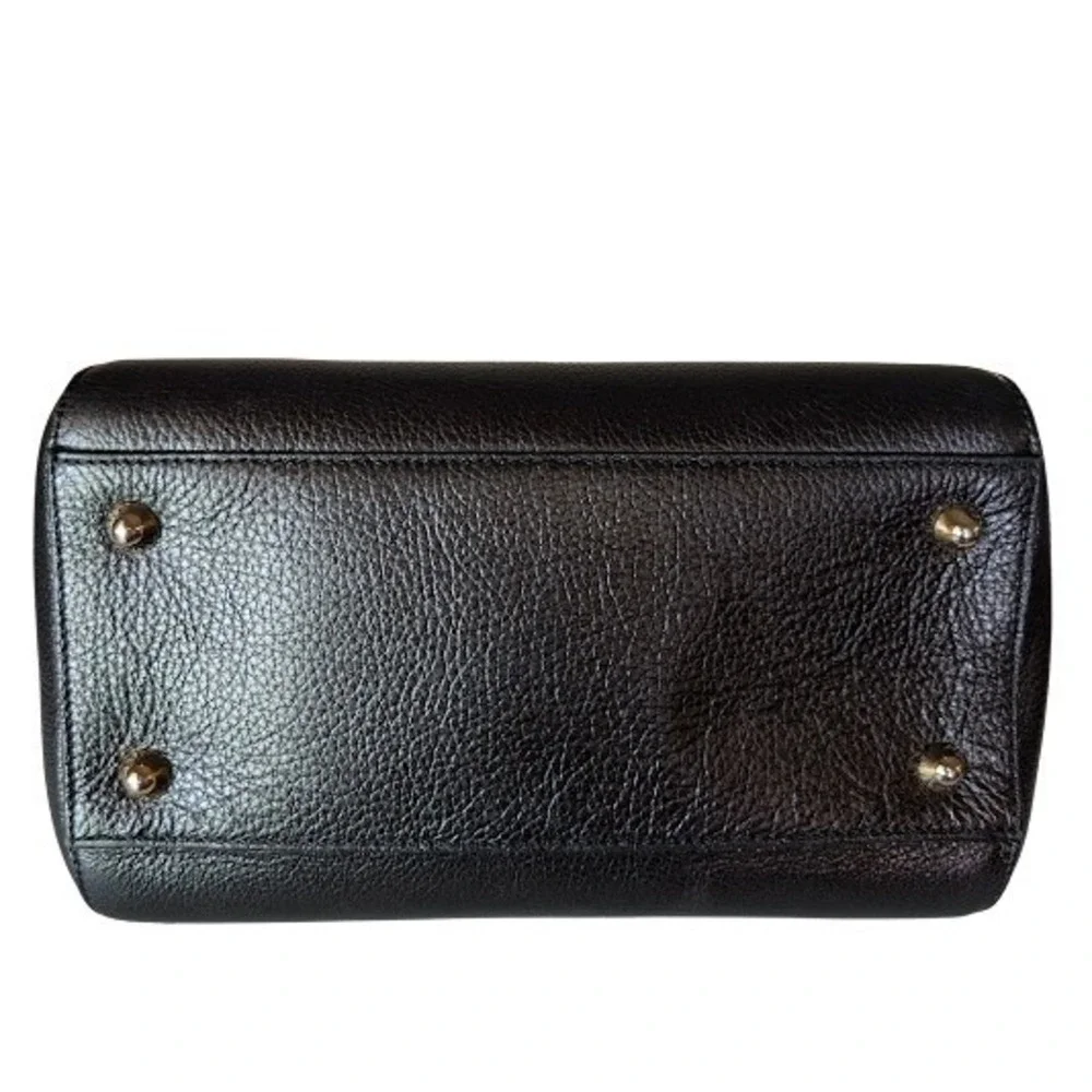 Mario Valentino Black Pebble Leather Studded Satchel Crossbody Bag Made in Italy